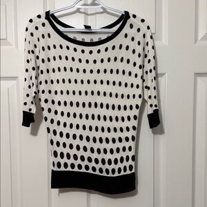 White House Black Market Black and White Polka Dot Blouse Size XS